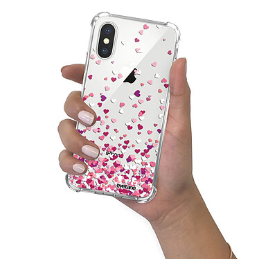Evetane Coque iPhone X/Xs anti-choc souple angles renforcés transparente Motif Confettis De Coeur pas cher