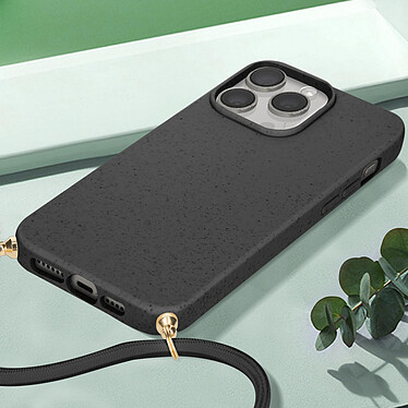 Avis Avizar Coque cordon pour iPhone 15 Pro Max Silicone Recyclable  Noir