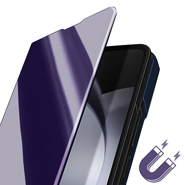 Avizar Étui Clear View pour Samsung Galaxy Z Fold 5 Clapet Miroir Fonction Support  Violet pas cher