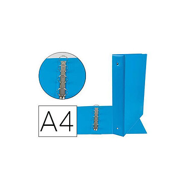 LIDERPAPEL Classeur 4 anneaux ronds 40mm a4 carton rembordé pvc coloris bleu ciel