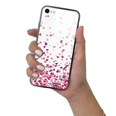 Evetane Coque iPhone 7/8/ iPhone SE 2020/ 2022 Coque Soft Touch Glossy Confettis De Coeur Design pas cher