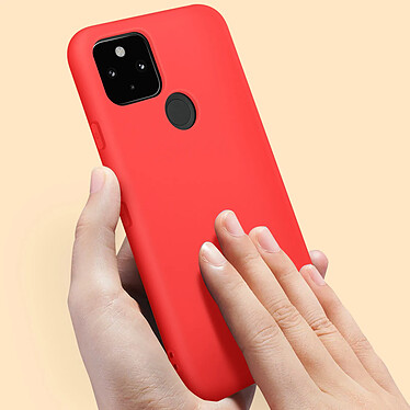Avizar Coque Google Pixel 5 Silicone Semi-rigide Finition Soft Touch Rouge pas cher