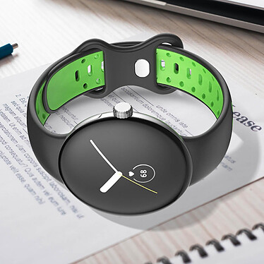 Acheter Avizar Bracelet Google Pixel Watch Silicone Bicolore Souple Noir/Vert Fluo 217 mm