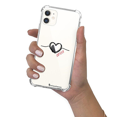 LaCoqueFrançaise Coque iPhone 11 anti-choc souple angles renforcés transparente Motif Coeur Noir Amour pas cher