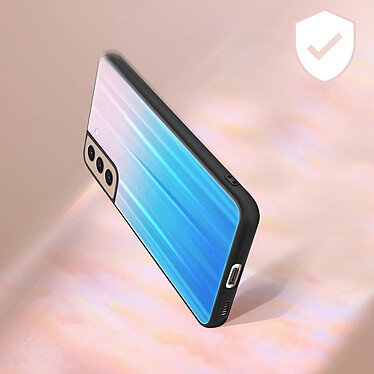 Avis Avizar Coque Samsung S21+ Bi-matière Holographique Brillant Légère Rose / Bleu