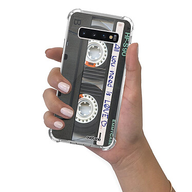 Evetane Coque Samsung Galaxy S10 anti-choc souple angles renforcés transparente Motif Cassette pas cher