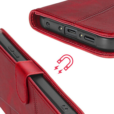 Avizar Étui pour Samsung Galaxy Xcover 7 Portefeuille avec Surpiqûre Rouge pas cher