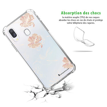 Avis LaCoqueFrançaise Coque Samsung Galaxy A20e Silicone antichocs Solides coins renforcés  transparente Motif Fleurs Blanches