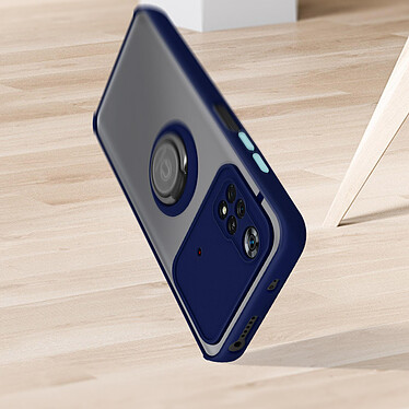 Acheter Avizar Coque pour Xiaomi Poco M4 Pro Bi-matière Bague Métallique Support Vidéo  Bleu