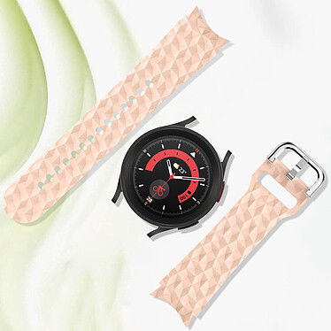 Avis Avizar Bracelet pour Galaxy Watch 5 / 5 Pro / 4 Silicone Texturé Losange  Rose
