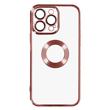 Avizar Coque iPhone 14 Pro Silicone Souple Bloc Caméra Couvert  Transparent Contour rose Chromé