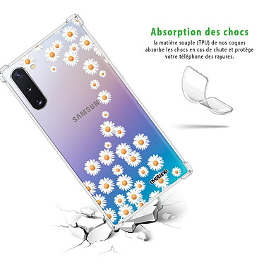 Avis Evetane Coque Samsung Galaxy Note 10 anti-choc souple angles renforcés transparente Motif Marguerite