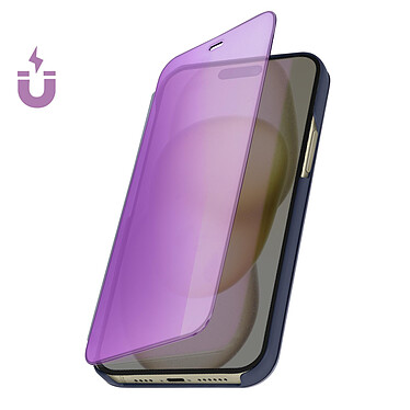 Avizar Étui Clear View pour iPhone 15 Plus Clapet Miroir Fonction Support  Violet Lavande pas cher