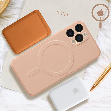 Avis Avizar Coque Magsafe iPhone 13 Pro Max Silicone Souple Intérieur Soft-touch Mag Cover  rose gold
