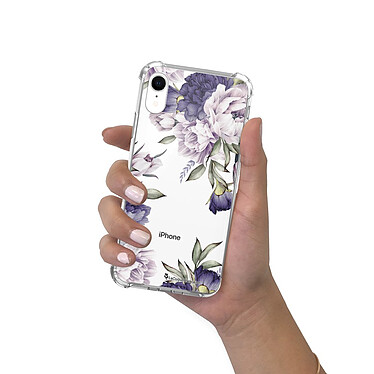 LaCoqueFrançaise Coque iPhone Xr anti-choc souple angles renforcés transparente Motif Pivoines Violettes pas cher