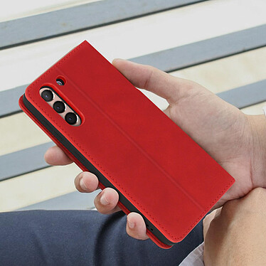 Avis Avizar Housse Samsung Galaxy S21 Soft-touch Clapet Portefeuille Support Vidéo Rouge