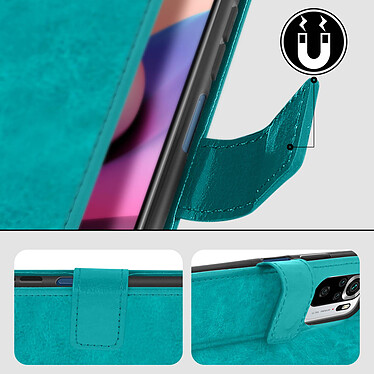Avizar Étui Xiaomi Redmi Note 10s et Note 10 Vintage Porte-carte Fonction Support Bleu pas cher