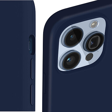Acheter Avizar Coque pour iPhone 15 Pro Max Silicone Semi-rigide Finition Douce au Toucher Fine  Bleu nuit