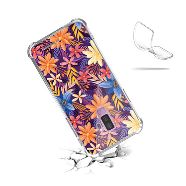 Acheter LaCoqueFrançaise Coque Samsung Galaxy S9 Plus anti-choc souple angles renforcés transparente Motif Fleurs violettes et oranges