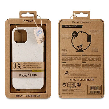 Muvit Coque pour iPhone 11 Pro Bambootek Antibactérienne Blanc pas cher