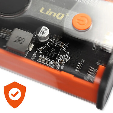 LinQ Batterie Externe 16000mAh USB-C 20W + USB 22.5W Affichage LED  Transparent orange pas cher