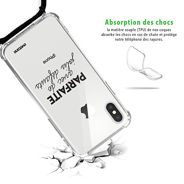 Avis Evetane Coque cordon iPhone X/Xs noir Dessin Parfaite Avec De Jolis Défauts