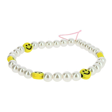 Avizar Bijou de Téléphone Bracelet à Perles et Smiley jaunes Collection Smile
