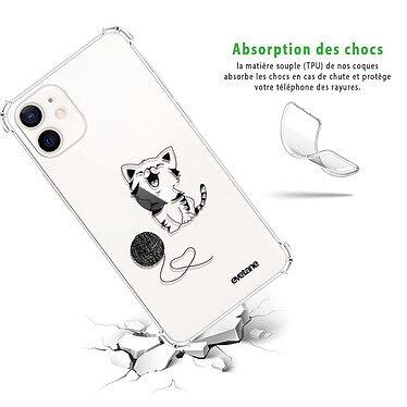 Avis Evetane Coque iPhone 12 mini anti-choc souple angles renforcés transparente Motif Chat et Laine