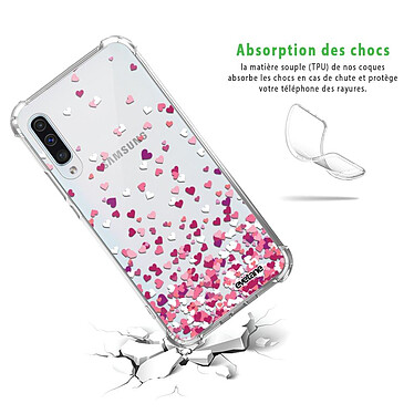 Avis Evetane Coque Samsung Galaxy A50 anti-choc souple angles renforcés transparente Motif Confettis De Coeur