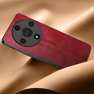 Acheter Avizar Coque pour Honor Magic 6 Lite 5G Bi-matière Aspect Cuir Cowhide Cover Bordeaux