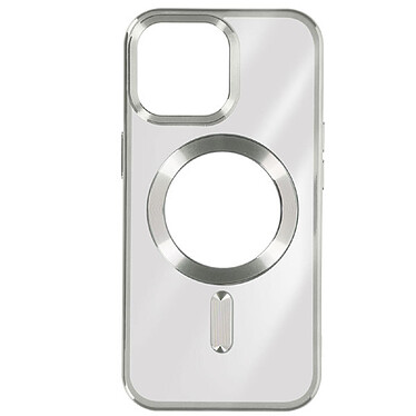 Avizar Coque MagSafe pour iPhone 15 Pro Silicone Protection Caméra  Contour Chromé Argent