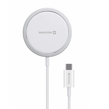 Swissten Chargeur MagSafe iPhone 15W Charge Rapide Câble USB-C MagStick  Blanc