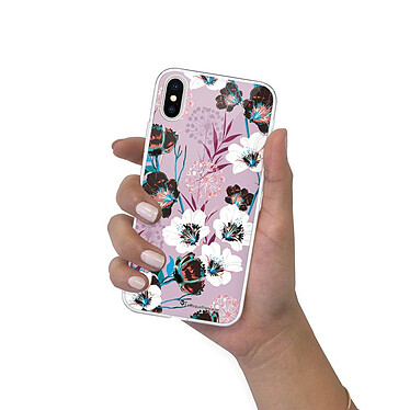 LaCoqueFrançaise Coque iPhone X/Xs silicone transparente Motif Fleurs parme ultra resistant pas cher