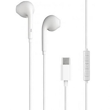 BigBen Connected Ecouteurs USB C Bouton Blanc avec Télécommande et Micro Blanc