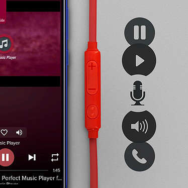 Acheter Avizar Écouteurs Filaires Kit Main Libre Micro Boutons de Contrôle Câble Silicone Rouge