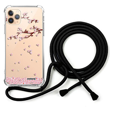 Evetane Coque cordon iPhone 11 Pro noir Dessin Chute De Fleurs