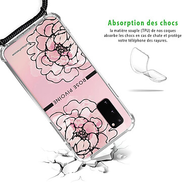 Avis LaCoqueFrançaise Coque cordon Samsung Galaxy S20 Dessin Rose Pivoine