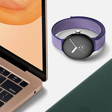 Avis Avizar Bracelet pour Google Pixel Watch Nylon Tissé violet et bleu Ajustable par Scratch