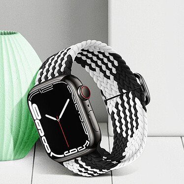 Acheter Avizar Bracelet pour Apple Watch 41mm et 40mm et 38 mm Nylon Tressé Ajustable par Boucle Métallique  blanc et noir
