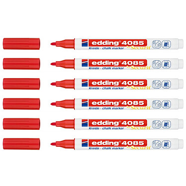 EDDING Marqueur Craie Liquide 4085 Rouge Pointe Ronde 1-2 mm x 6