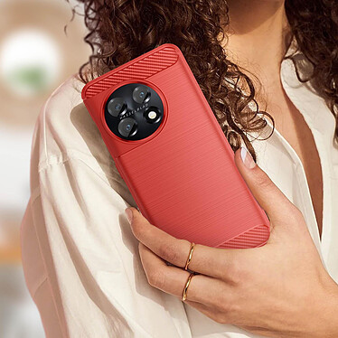 Acheter Avizar Coque pour OnePlus 11 Renforcée Souple Carbone Effet Brossé  Rouge