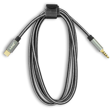 LinQ Câble Audio USB-C vers Jack 3.5mm 4 Broches Mâle Nylon Tressé 1.5m  Noir