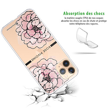 Avis LaCoqueFrançaise Coque iPhone 11 Pro silicone transparente Motif Rose Pivoine ultra resistant