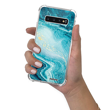 Evetane Coque Samsung Galaxy S10 Plus anti-choc souple angles renforcés transparente Motif Bleu Nacré Marbre pas cher