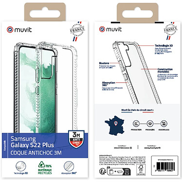 Avis Muvit Coque pour Samsung Galaxy S22 Plus RENFORCEE ANTICHOC 3M Transparent