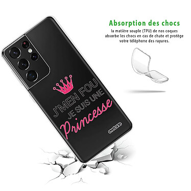 Avis Evetane Coque Samsung Galaxy S21 Ultra 5G silicone transparente Motif Je suis une princesse ultra resistant