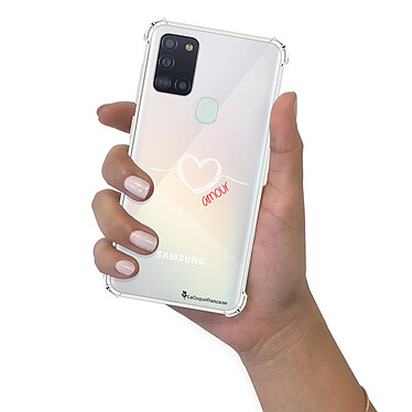 LaCoqueFrançaise Coque Samsung Galaxy A21S anti-choc souple angles renforcés transparente Motif Coeur Blanc Amour pas cher