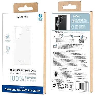 Avis Muvit Coque pour Samsung Galaxy S22 Ultra RECYCLETEK Souple Transparent