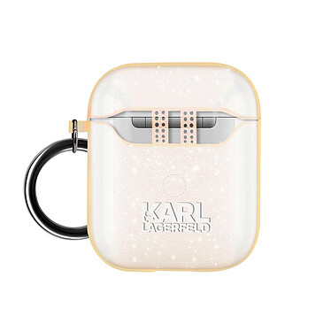 Coque Airpods Silicone gel Pailletée Choupette Ikonik Karl Lagerfeld rose gold