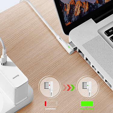 Avis Baseus Câble USB-C vers MagSafe 1 Macbook coudé Puissance 60W 2m Blanc